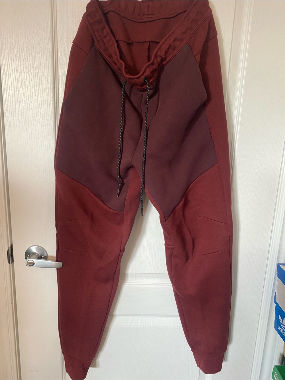 Nike Men's Burgundy Joggers with Dark Burgundy Panels